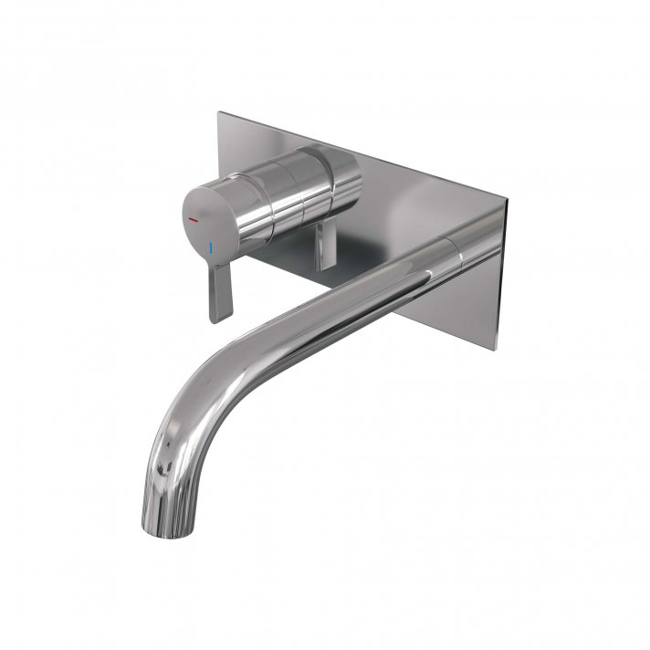 BRAUER Chrome Edition inbouw wastafelmengkraan met gebogen uitloop en afdekplaat model E2 chroom