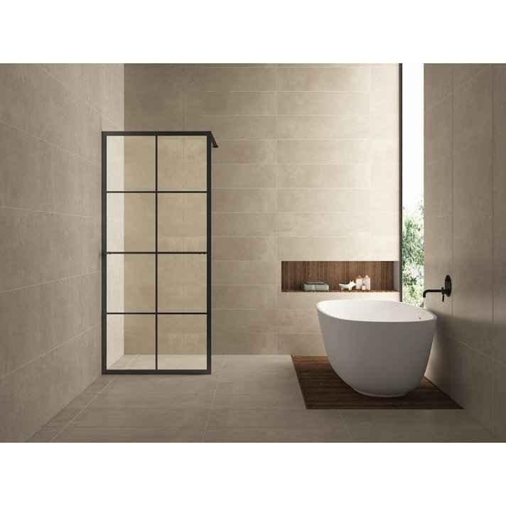 Maaz inloopdouche met raster en handdoekhouder 1000 x 2000 x 10 mm helder glas/mat zwart