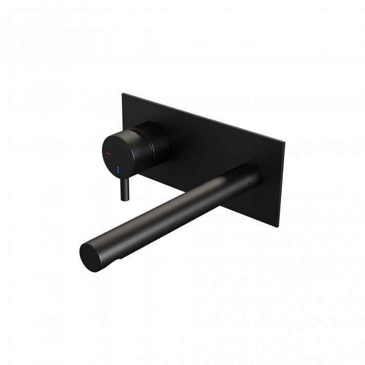 BRAUER Black Edition inbouw wastafelmengkraan met rechte uitloop en afdekplaat model B2 mat zwart