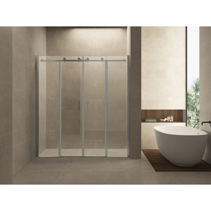 Slide nis schuifdeur dubbel 1800 x 2000 x 8 mm nano helder glas/chroom