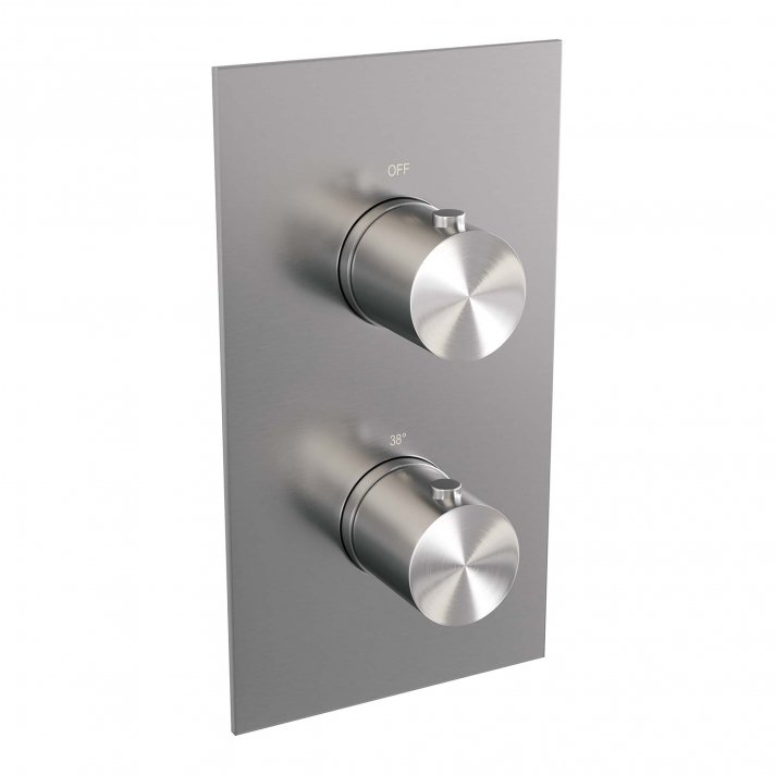 BRAUER Brushed Edition 3-weg inbouwthermostaat met in- en afbouwdelen RVS geborsteld PVD