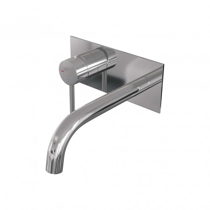 BRAUER Chrome Edition inbouw wastafelmengkraan met gebogen uitloop en afdekplaat model A2 chroom