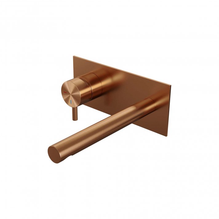 BRAUER Copper Edition inbouw wastafelmengkraan met rechte uitloop en afdekplaat model B2 koper geborsteld PVD