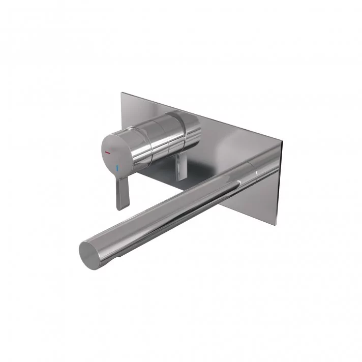 BRAUER Chrome Edition inbouw wastafelmengkraan met rechte uitloop en afdekplaat model E2 chroom