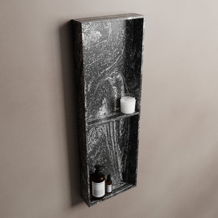 Mondiaz Easy Nis 59,5x29,5cm in solid surface kleur Lava. 3 vakken  geschikt voor in- of opbouw