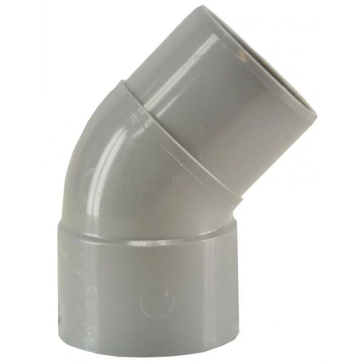 Afvoerbocht mof 75 mm x spie 75 mm 45 graden PVC