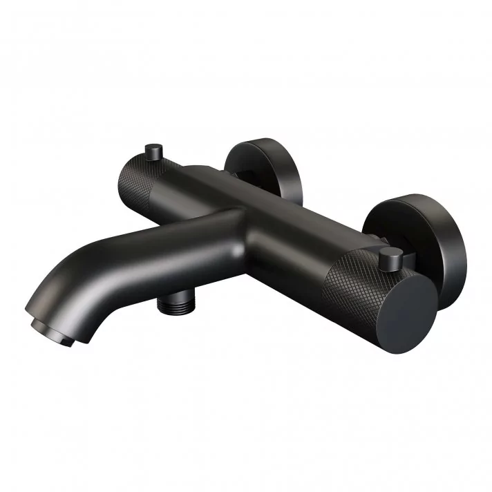 BRAUER Black Carving opbouw baddouche thermostaatkraan mat zwart