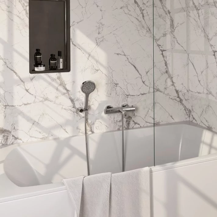 BRAUER Chrome Edition opbouw baddouche thermostaatkraan SET 04 met wandhouder en 3-standen handdouche en doucheslang chroom