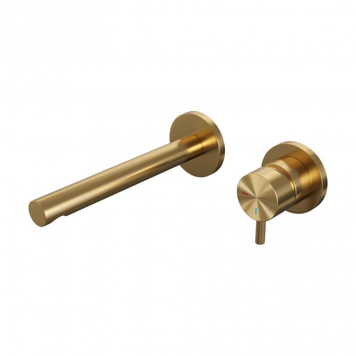 BRAUER Gold Edition inbouw wastafelmengkraan met rechte uitloop en rozetten model B1 goud geborsteld PVD