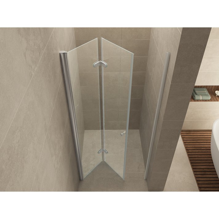 Maki nisdeur vouwbaar links 1000 x 2000 x 8 mm nano helder glas/chroom