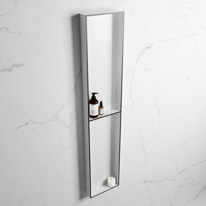 Mondiaz Easy Nis 89,5x29,5cm in solid surface kleur Urban | Talc. 2 vakken geschikt voor in- of opbouw