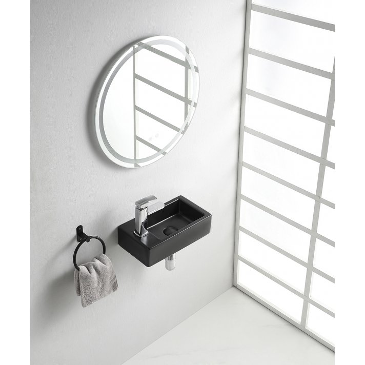Rhea M fontein links 40 x 22 x 11 cm keramiek mat zwart