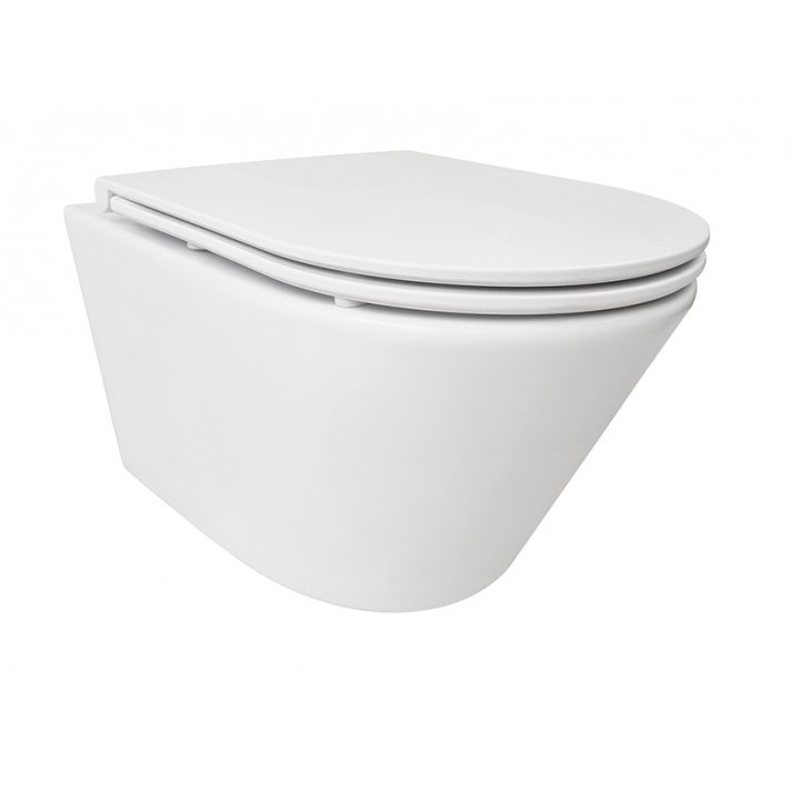 Vesta Tornado flush wandcloset rimless met Flatline toiletzitting softclose en quick release mat wit