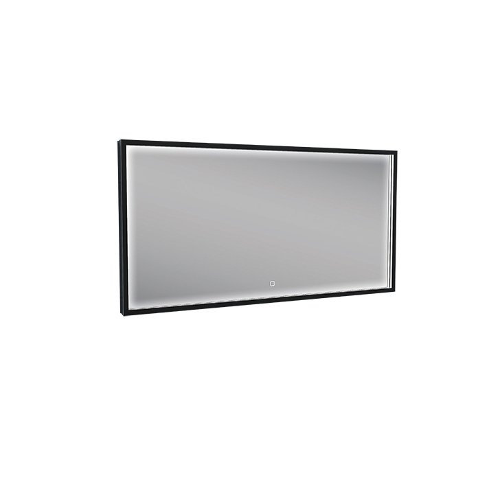 Avi spiegel rechthoek met LED, dimbaar en spiegelverwarming 120 x 60 cm mat zwart