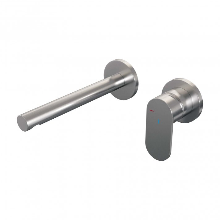 BRAUER Brushed Edition inbouw wastafelmengkraan met rechte uitloop en rozetten model C1 RVS geborsteld PVD
