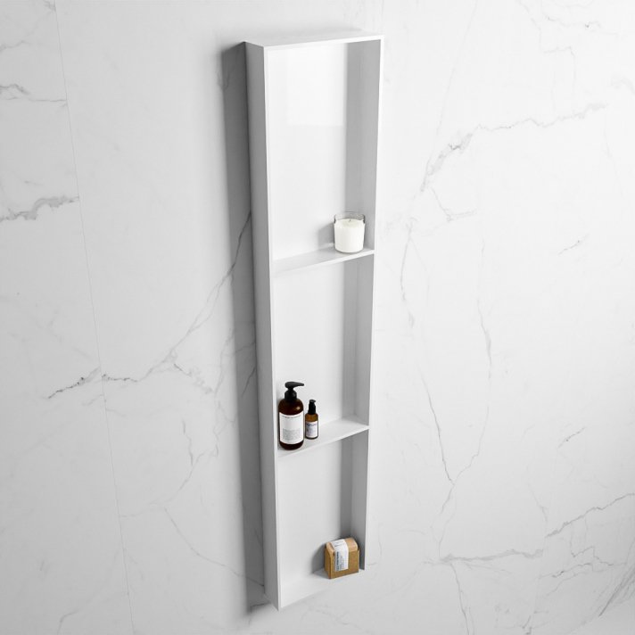Mondiaz Easy Nis 149,5x29,5cm in solid surface kleur Talc | Talc. 3 vakken  geschikt voor in- of opbouw