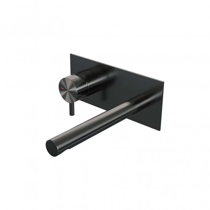 BRAUER Gunmetal Edition inbouw wastafelmengkraan met rechte uitloop en afdekplaat model B2 gunmetal geborsteld PVD