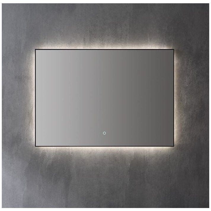 Sani DeLuxe Spiegel decor Mat Zwart met indirecte LED verlichting, 3 kleur instelbaar & dimbaar 80