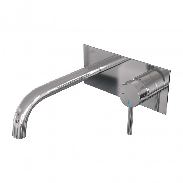 BRAUER Chrome Edition inbouw wastafelmengkraan met gebogen uitloop en afdekplaat model A1 chroom