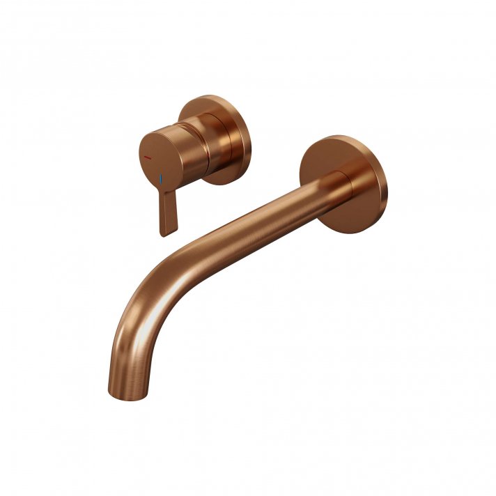 BRAUER Copper Edition inbouw wastafelmengkraan met gebogen uitloop en rozetten model E2 koper geborsteld PVD
