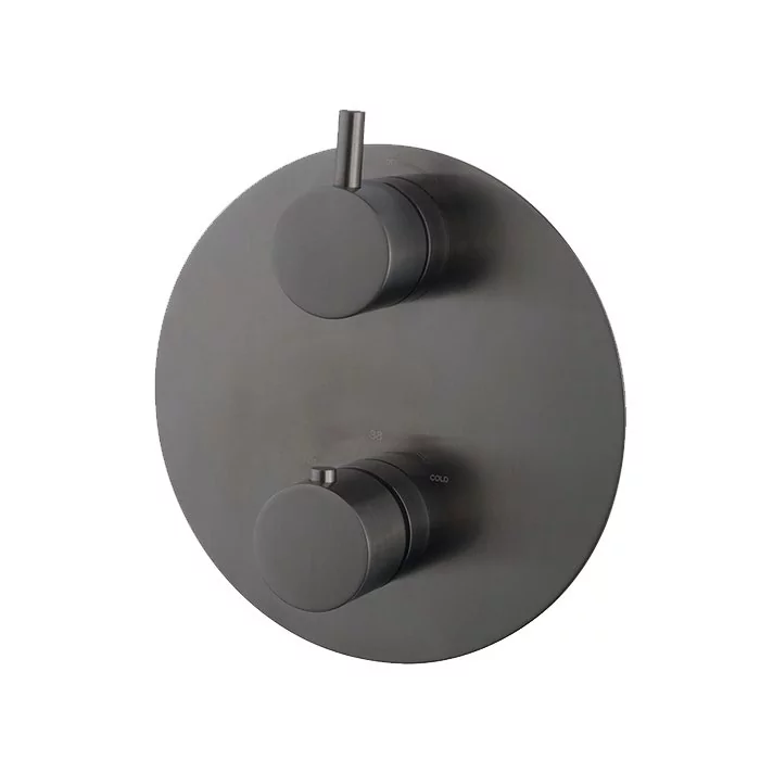 Caral Rond afbouwdeel inbouwthermostaat 2 weg gunmetal