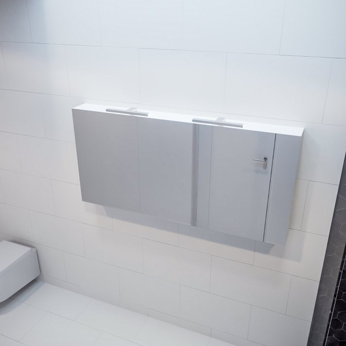 Mondiaz Cubb spiegelkast 150x70x16cm kleur talc met 3 deuren