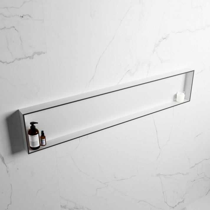 Mondiaz Easy Nis 149,5x29,5cm in solid surface kleur DarkGrey | Talc. 1 vak  geschikt voor in- of opbouw