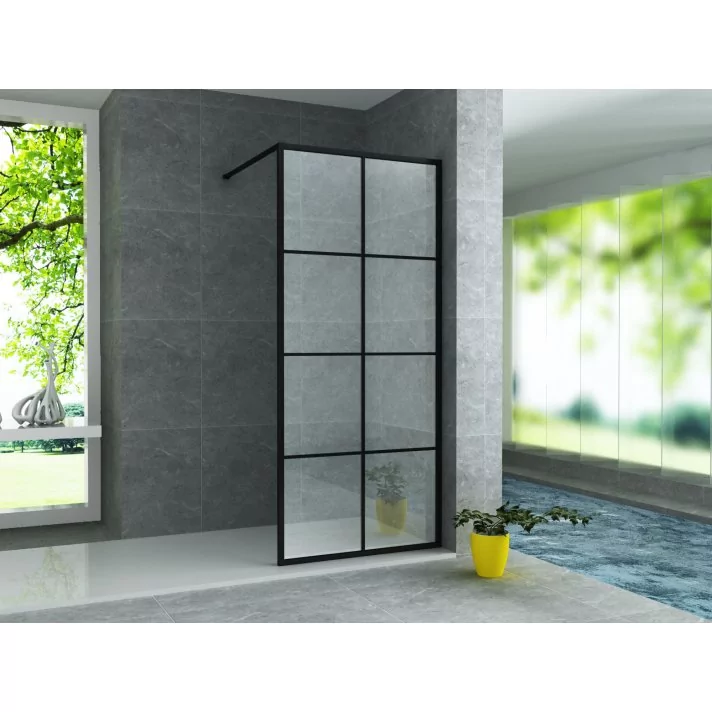 Eco Elegance Inloopdouchewand Raster (1400x2000mm) - Mat Zwart