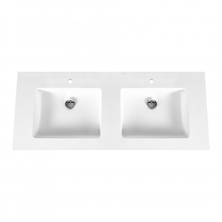 Eco Elegance Solid Surface Dubbele Wastafel (120cm) - Wit