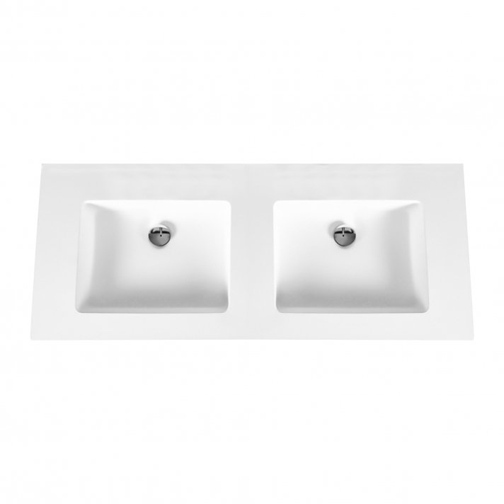 Eco Elegance Solid Surface Dubbele Wastafel Zonder Kraangat (120cm) - Wit