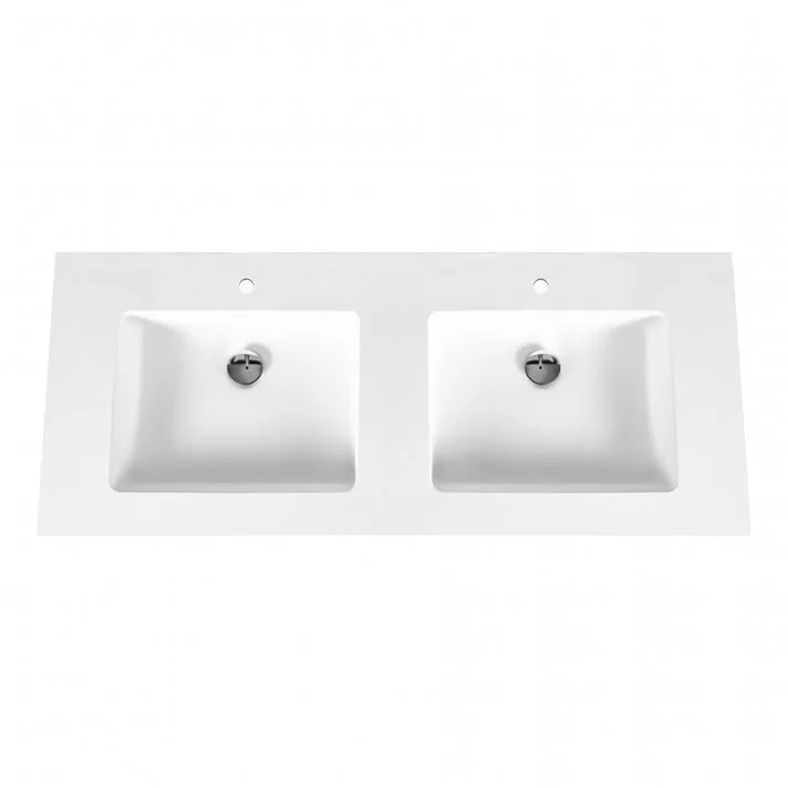 Eco Elegance Solid Surface Dubbele Wastafel (160cm) - Wit