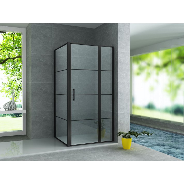 Eco Elegance Douche Draaideur + Zijwand 8mm (90x120x200cm) - Mat Zwart