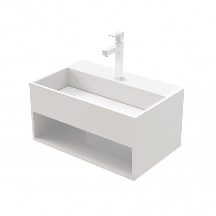 Eco Elegance Solid Surface Wastafel Met Onzichtbare Afvoer En Uitsparing (50x32,4x25cm) - Mat Wit