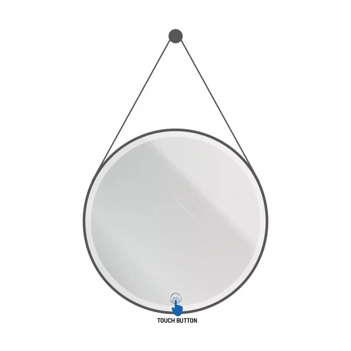 Eco Elegance Ledspiegel Rond  Met  Band  Mat Zwart Ø80cm
