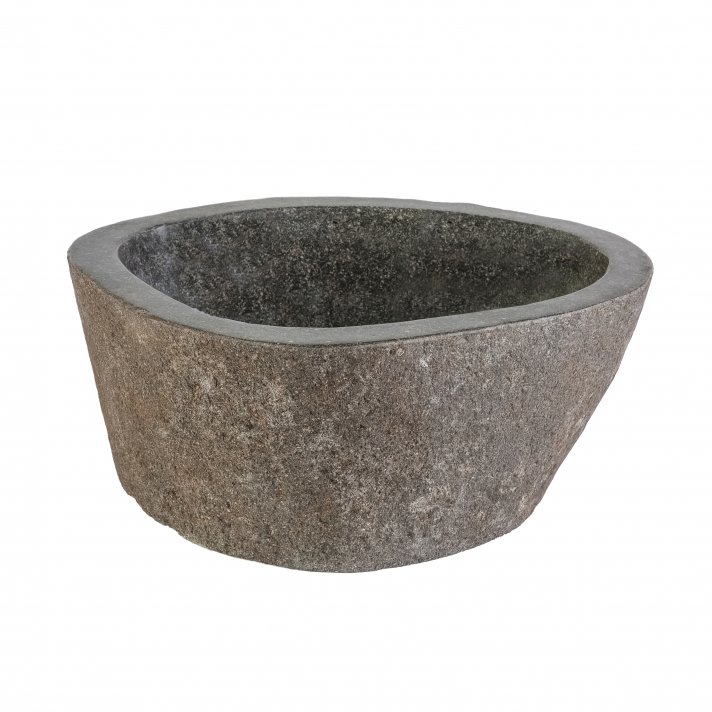 Eco Elegance Waskom Van Natuurlijke Riviersteen - Grijs 30-35x15x3cm