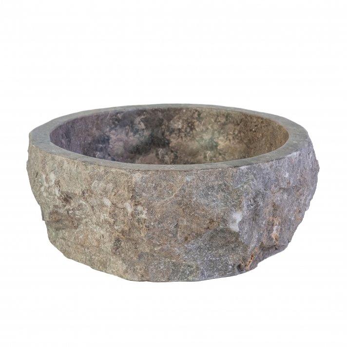Eco Elegance Geërodeerde Natuurmarmeren Waskom - Grijs 30-35x15cm
