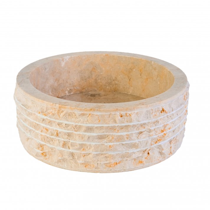 Eco Elegance Marmeren Alur Waskom Met Gepolijste Binnenzijde - Crème 40x15cm