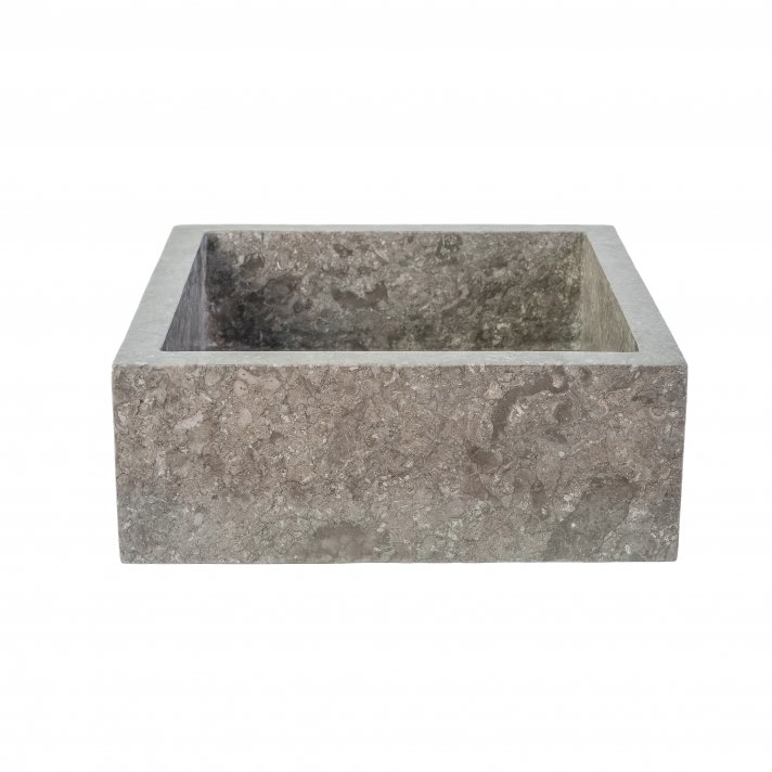 Eco Elegance Vierkanten Opbouw Waskom Volledig Gepolijst - Grijs 40x40x15cm
