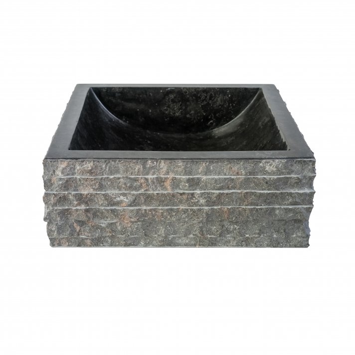 Eco Elegance Vierkanten Waskom Alur Kuipvormig - Zwart 40x40x15cm