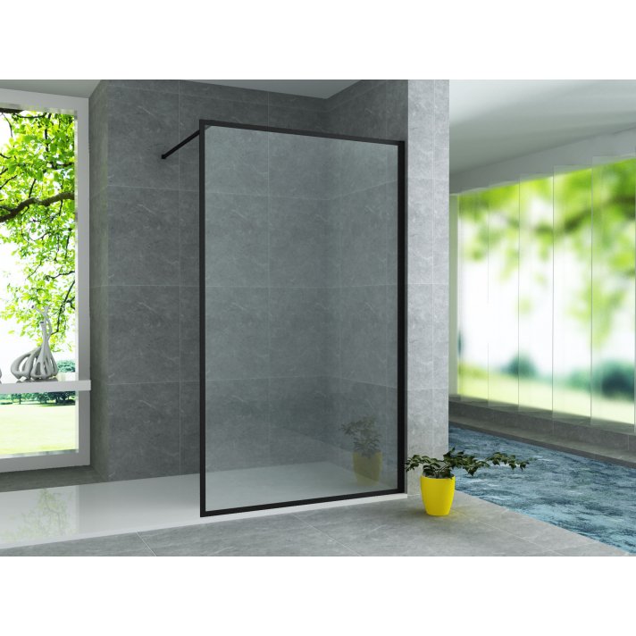 Eco Elegance Inloopdouchewand Mat Zwart Profiel/Rand  80x200cm 8mm