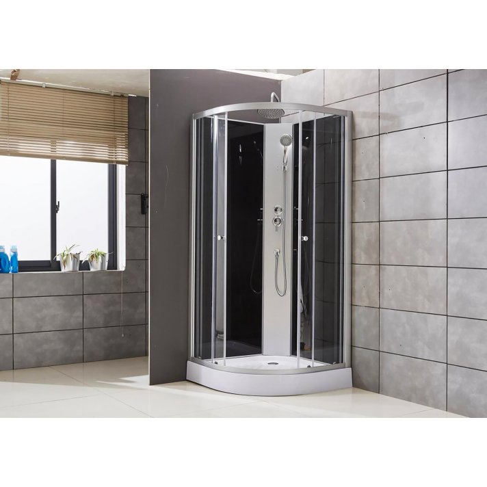Eco Elegance Douchecabine 90x90cm Kwartrond + Regendouche 4mm Veiligheidsglas (Douchebak)