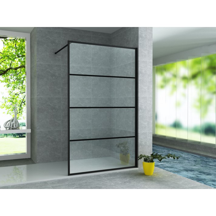 Eco Elegance Inloopdouchewand Mat Zwart Raster 100x200cm 8mm