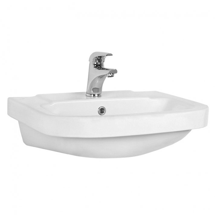 Eco Elegance Keramische Wastafel Met Kraangat (56x45cm) - Wit