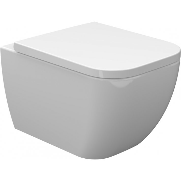 Sky wandcloset verkort met Sky toiletzitting softclose en quick release glans wit