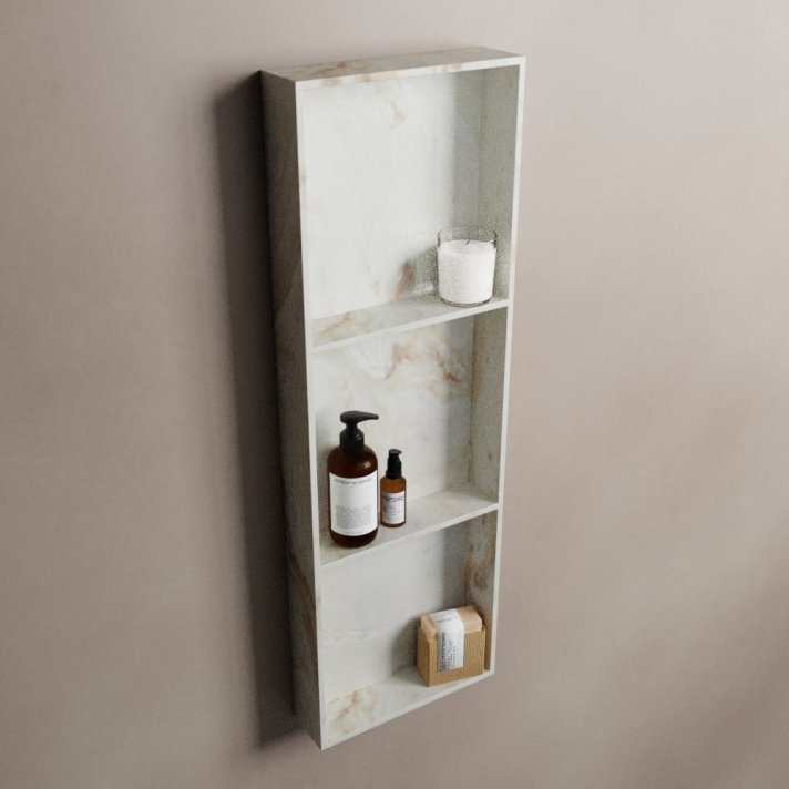 Mondiaz Easy Nis 89,5x29,5cm in solid surface kleur Frappe. 3 vakken  geschikt voor in- of opbouw