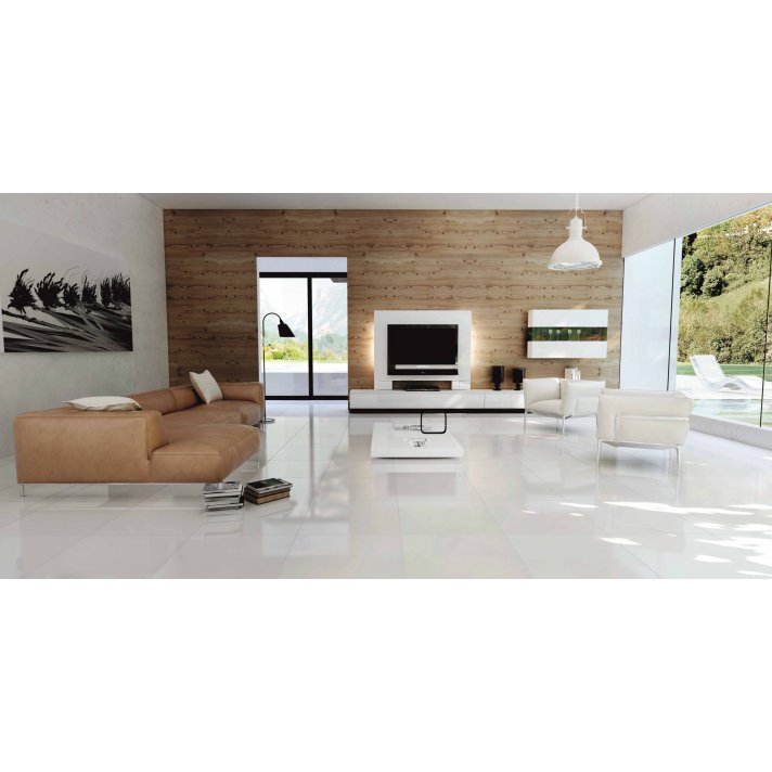 Ecoceramic Alaska hoogglans vloertegel 75x75 white