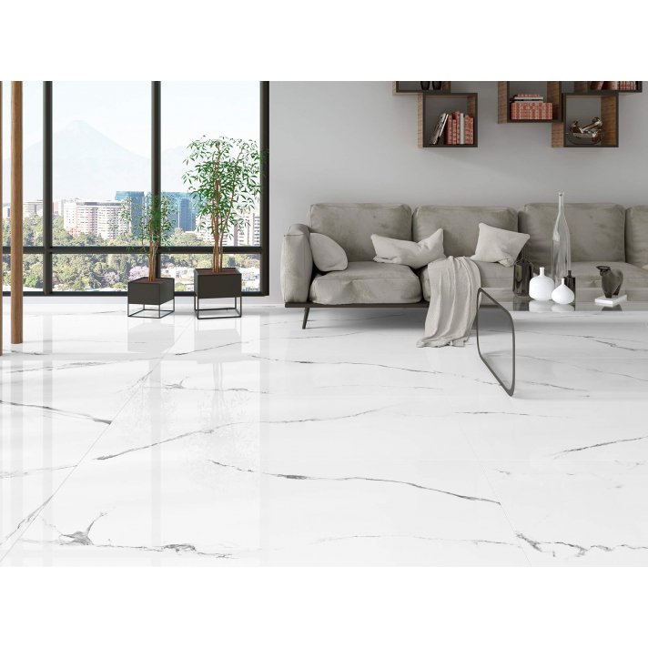 Navarti Aura hoogglans vloertegel 60x60 white