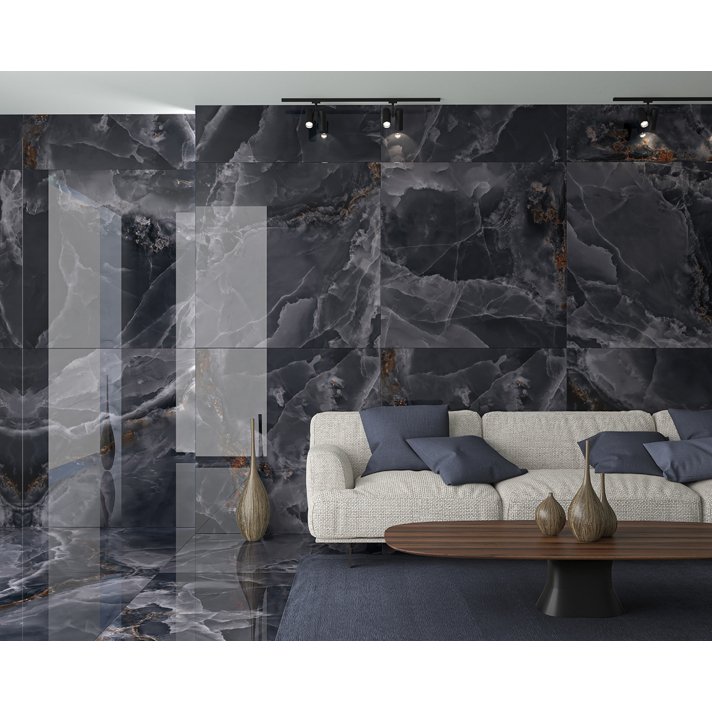 Ecoceramic Iceland Hoogglas vloertegel 120x120 midnight