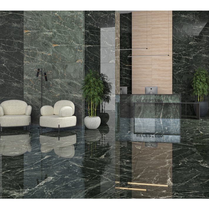 Ecoceramic Brasilia hoogglans vloertegel 60x120 black