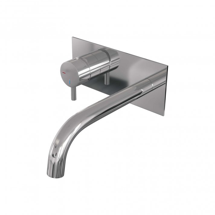 BRAUER Chrome Edition inbouw wastafelmengkraan met gebogen uitloop en afdekplaat model B2 chroom